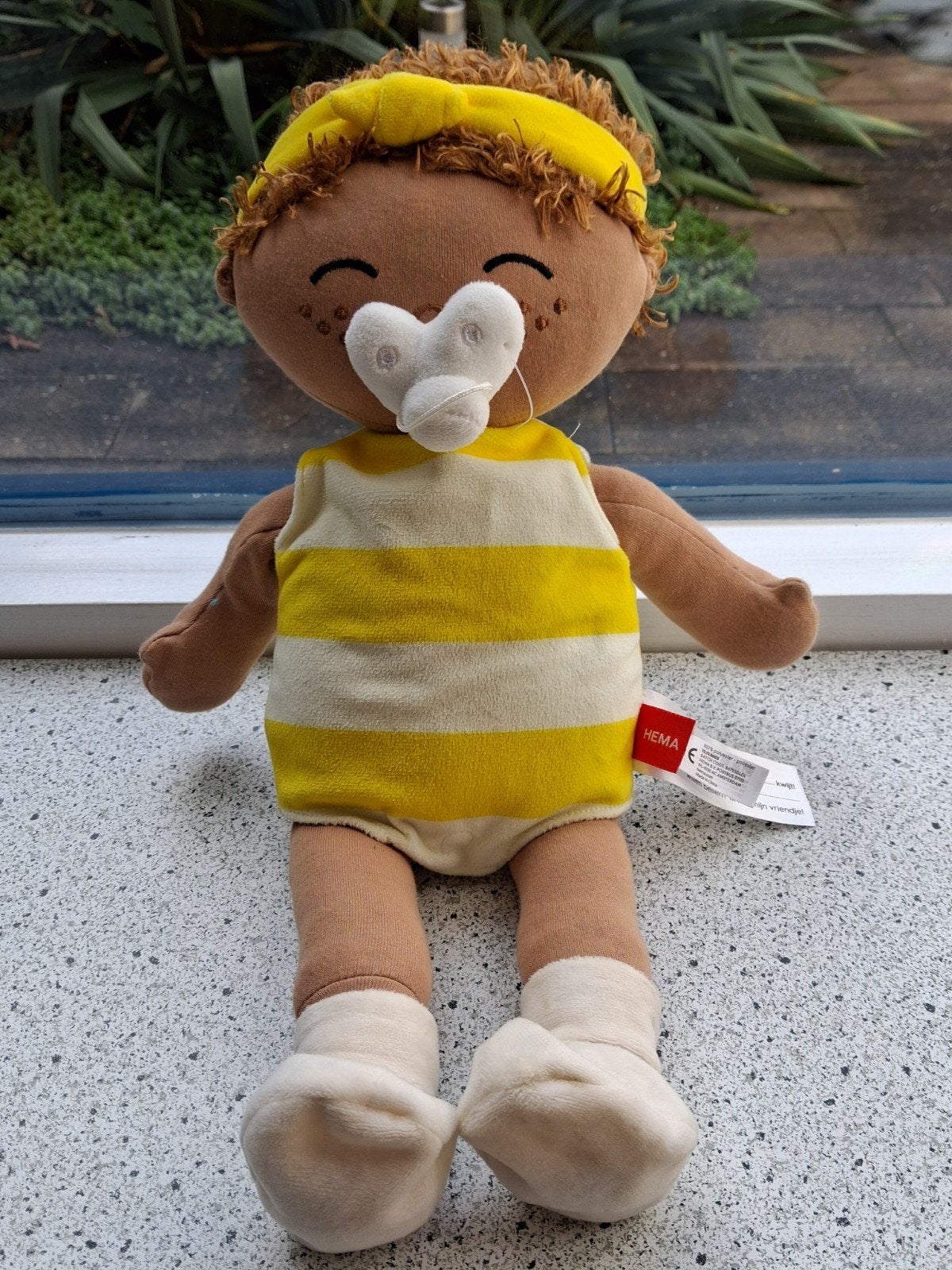 Pop Babypop met romper slofjes haarband + speentje van Hema, Kinderen en Baby's, Ophalen of Verzenden, Zo goed als nieuw, Babypop