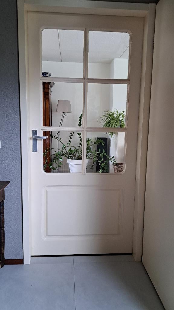 Binnendeur met glas 93*201 linksdraaiend. Gratis afhalen, Doe-het-zelf en Verbouw, Deuren en Horren, Ophalen, Gebruikt, 80 tot 100 cm