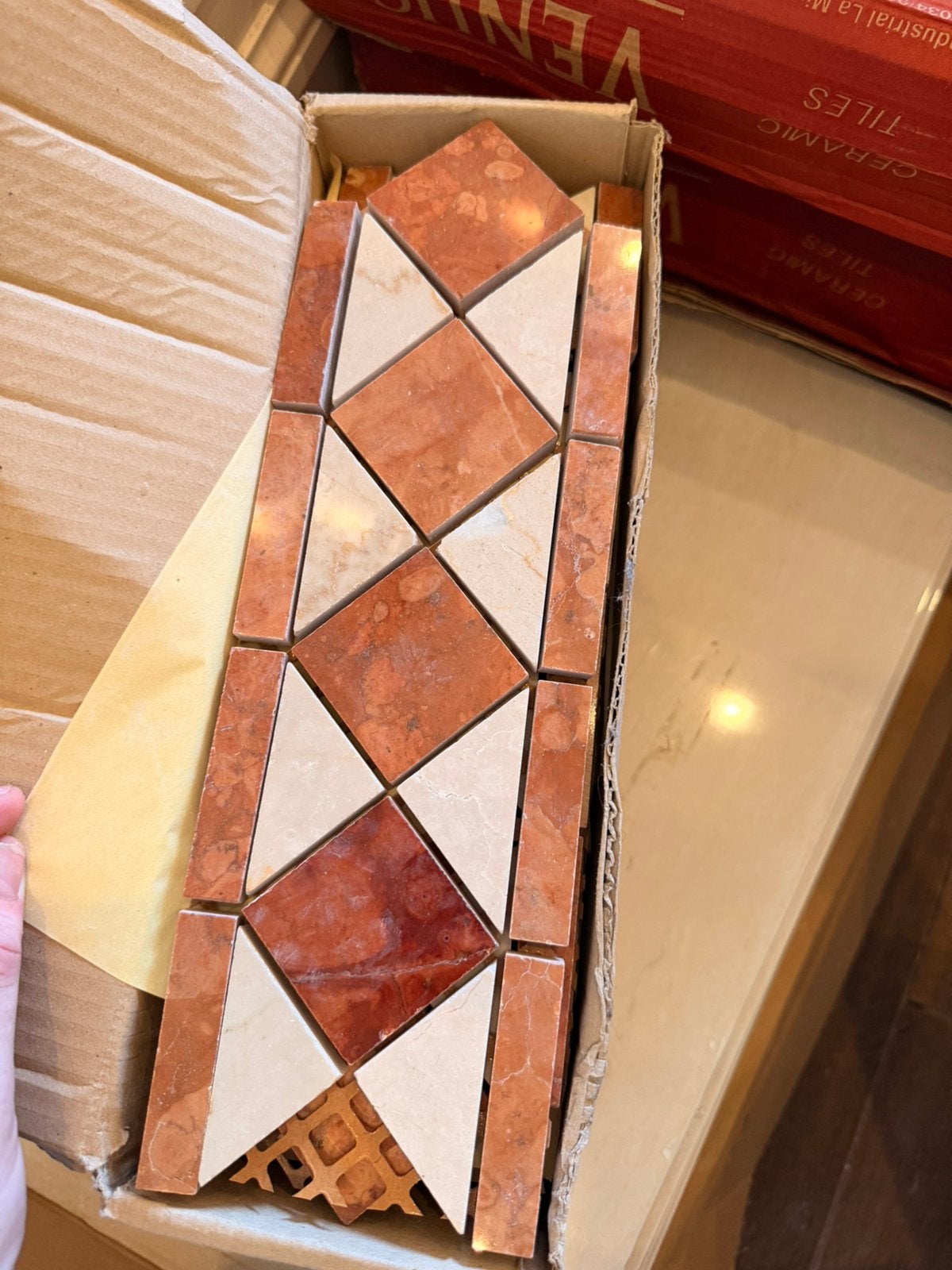 Marmeren Mozaïek Rand / Marble Mosaic Border -  14 stuks, Doe-het-zelf en Verbouw, Ophalen, Nieuw, Minder dan 20 cm, 20 tot 40 cm