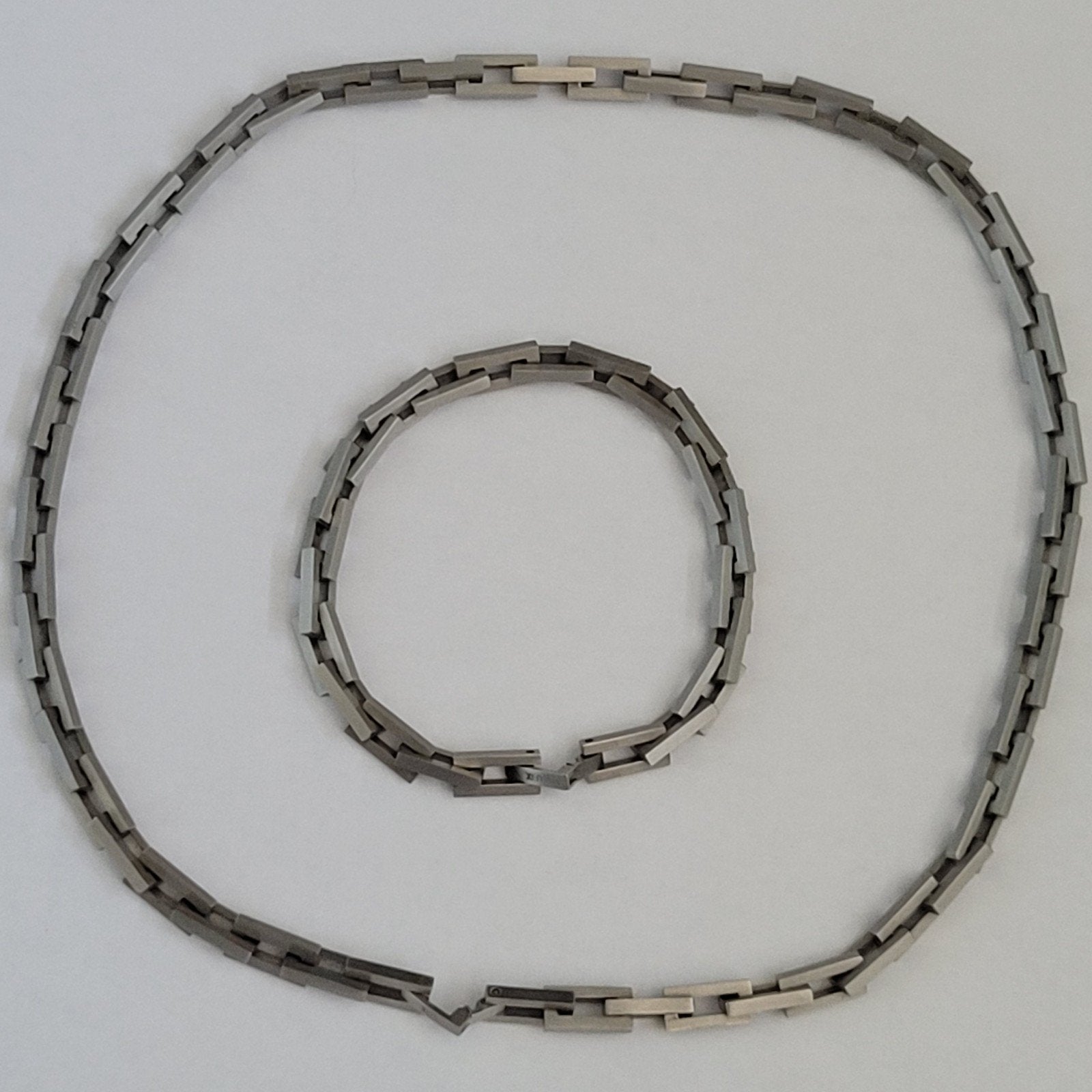 Xen Stalen Armband en Ketting Set - Superstoer, Ophalen of Verzenden, Zo goed als nieuw, Zilver, Staal