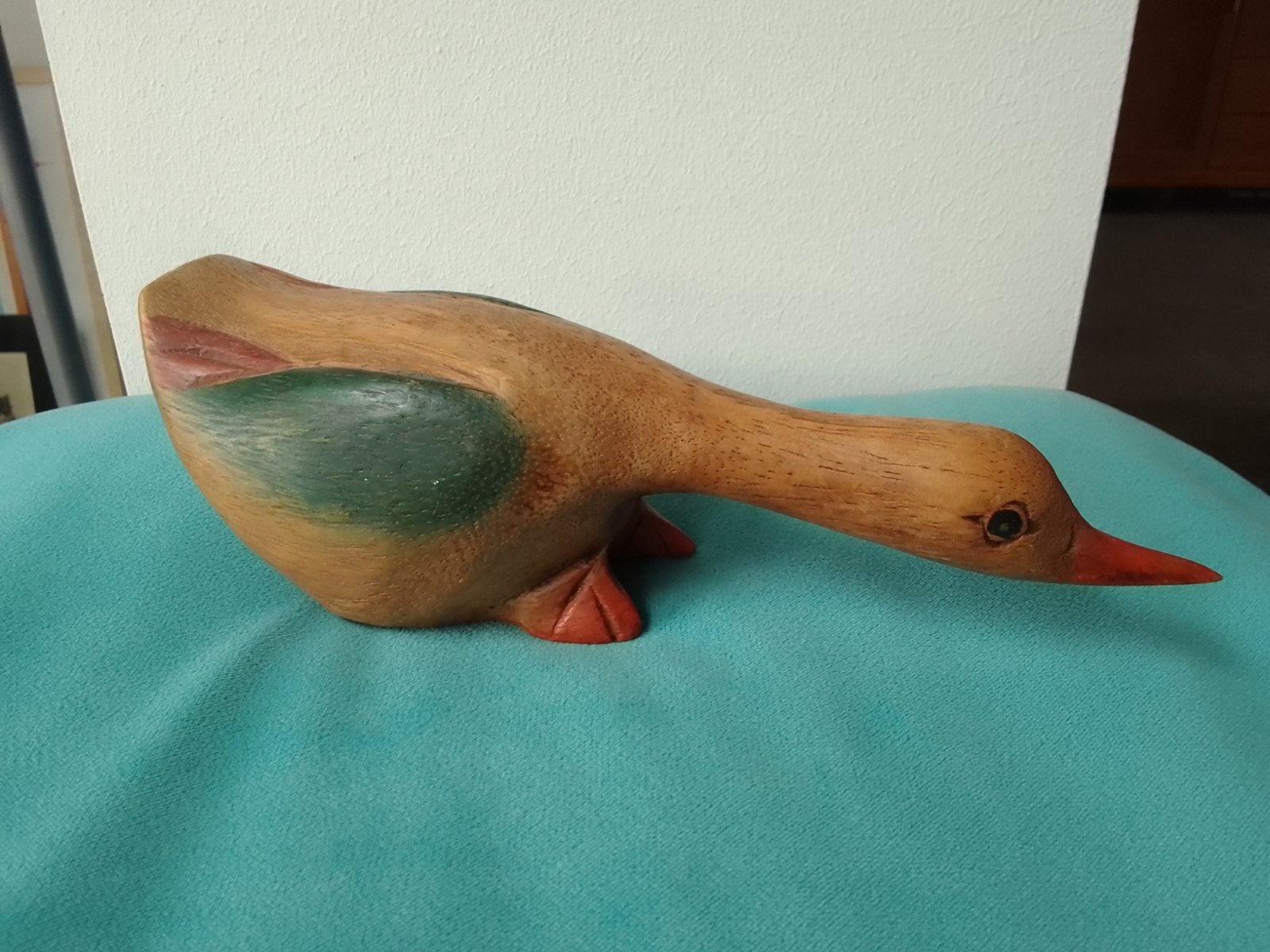 Handgesneden houten eend (Goula Spain), vintage, Ophalen of Verzenden, Gebruikt, Dier