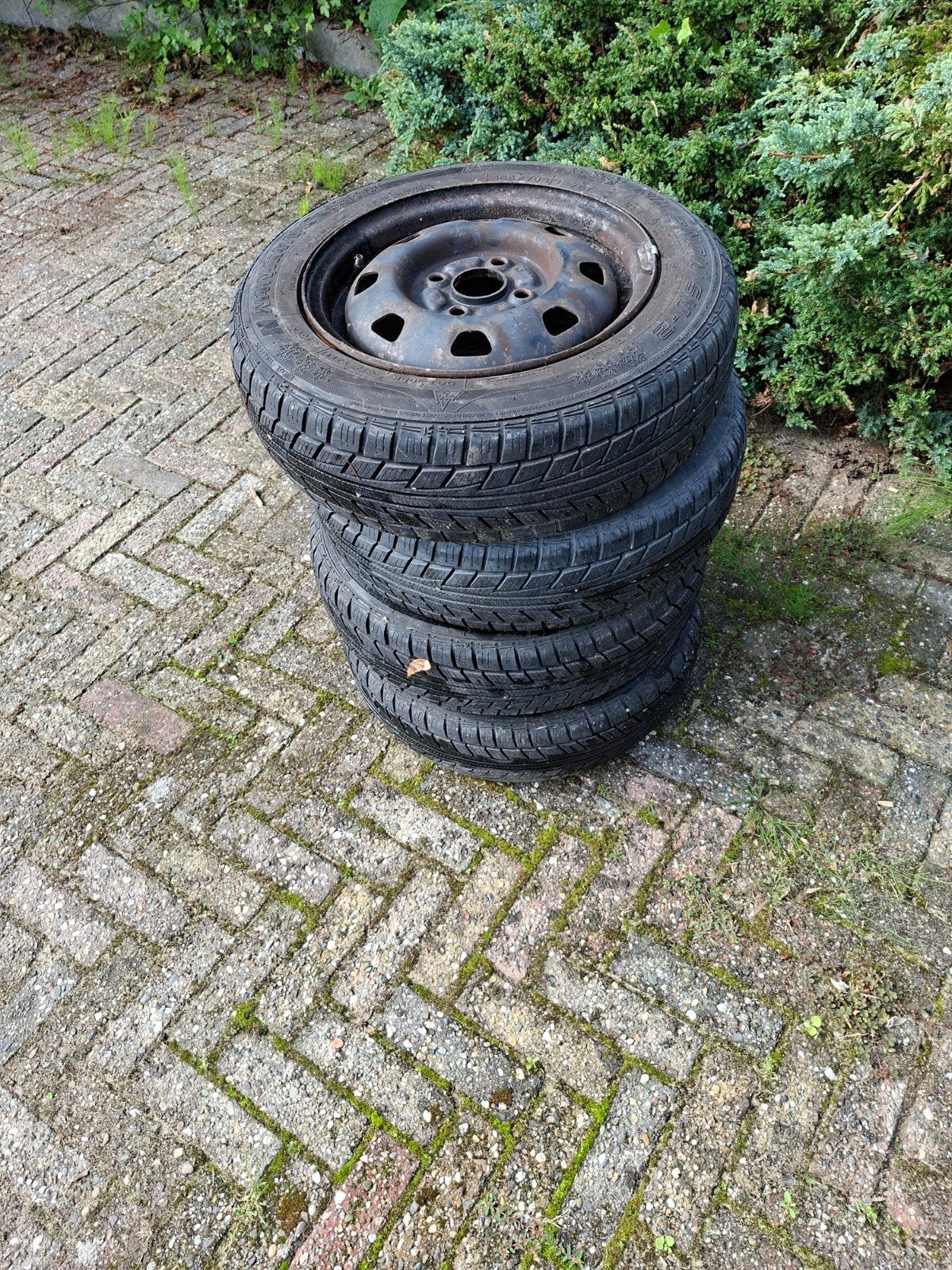 Nankang Winterbanden 155/70R13 75T op stalen velgen, Ophalen, Gebruikt, 155 mm, 13 inch
