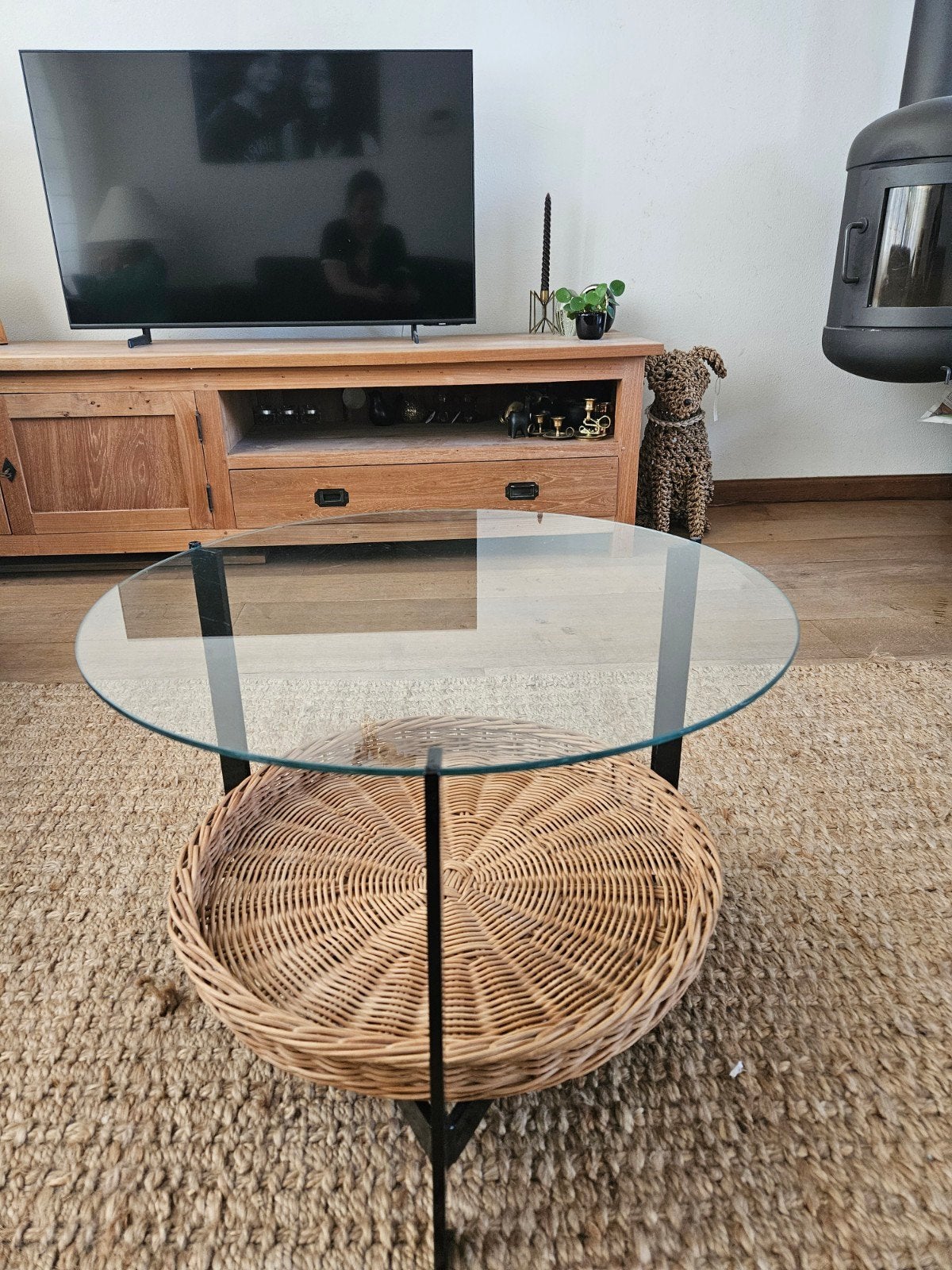 Vintage Salontafel Rohé Noordwolde Jaren '60, Gebruikt, 50 tot 100 cm, Rond, Glas