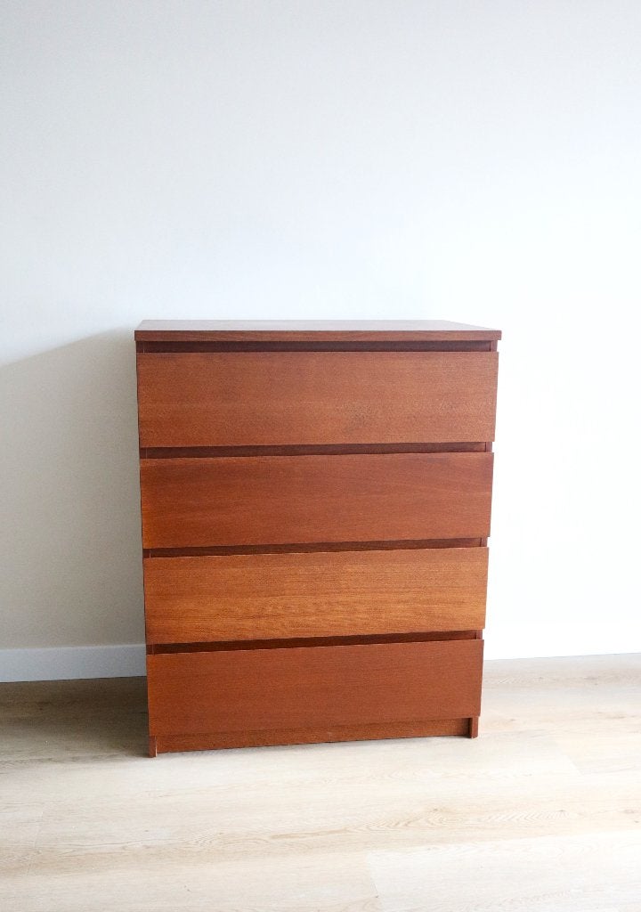 IKEA Malm ladekast met 4 lades, bruin, 80 x 100 cm, Ophalen, 50 tot 100 cm, Zo goed als nieuw, 3 of 4 laden