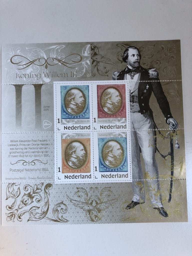 Persoonlijke zegels Koning Willem 3, nummer 1, 4 stuks!, Postzegels en Munten, Ophalen of Verzenden, Na 1940, Postfris