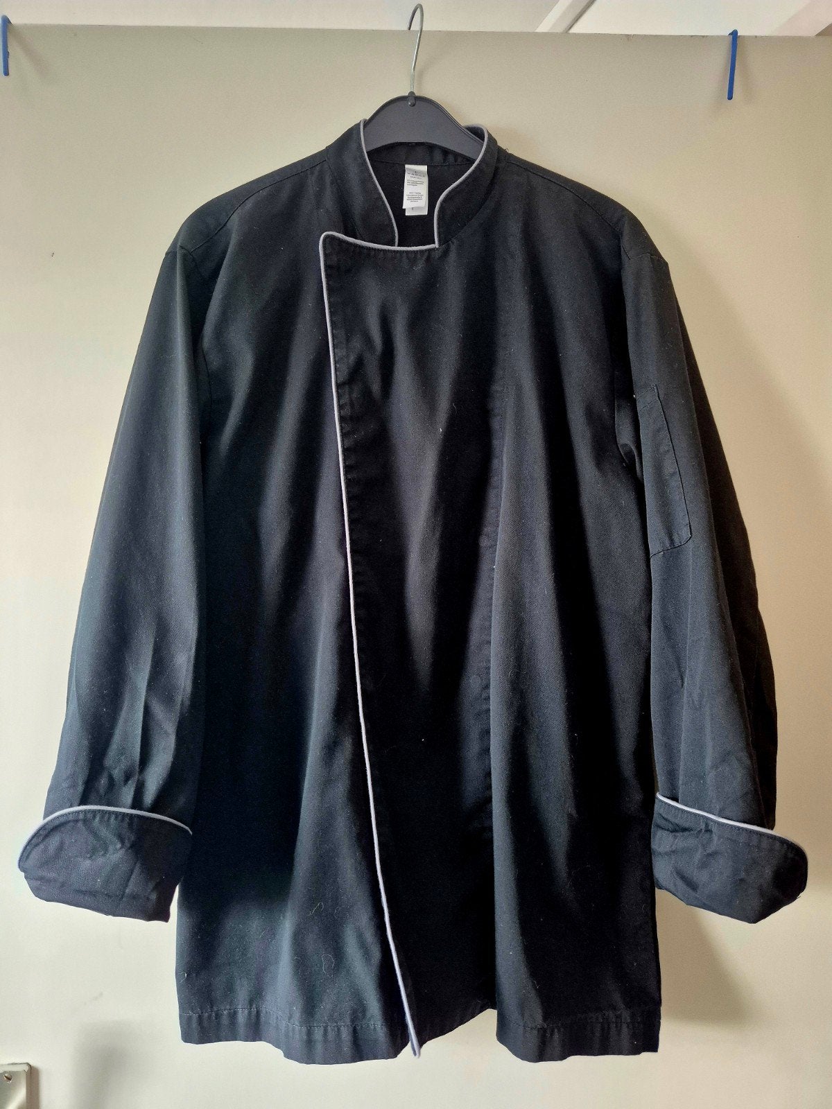 Zwarte koksjas Metro Professional met grijze bies, maat L, Kleding | Heren, Ophalen of Verzenden, Nieuw, Metro Professional