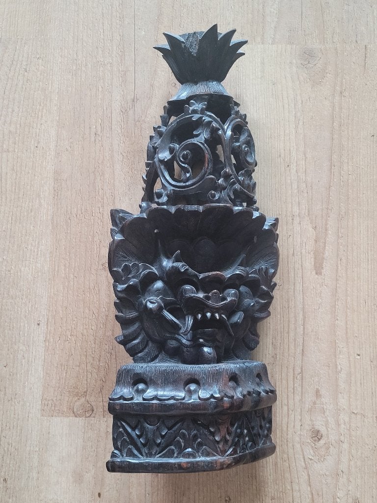 Antiqu Carved Wood Statu Rama Vishnu Hindu Mythology Garuda, Ophalen of Verzenden