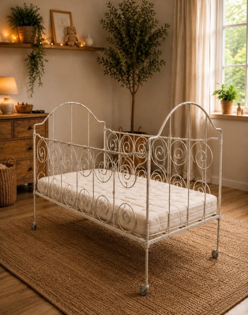 Prachtig antiek Frans spijlenbed / brocante babyledikant, Antiek en Kunst, Antiek | Meubels | Bedden, Ophalen