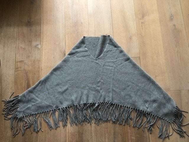 Nieuwe Sylvia lichtgrijze gebreide cape met lange franje., Kleding | Dames, Sylver, Maat 46/48 (XL) of groter, Nieuw, Ophalen of Verzenden