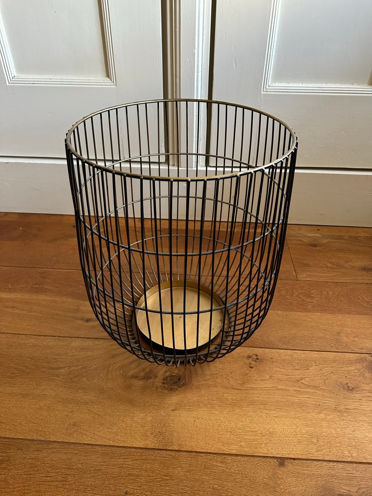 Zwarte stalen mand - Ø 32 cm, H 40 cm, Ophalen, Zwart, Zo goed als nieuw, Metaal