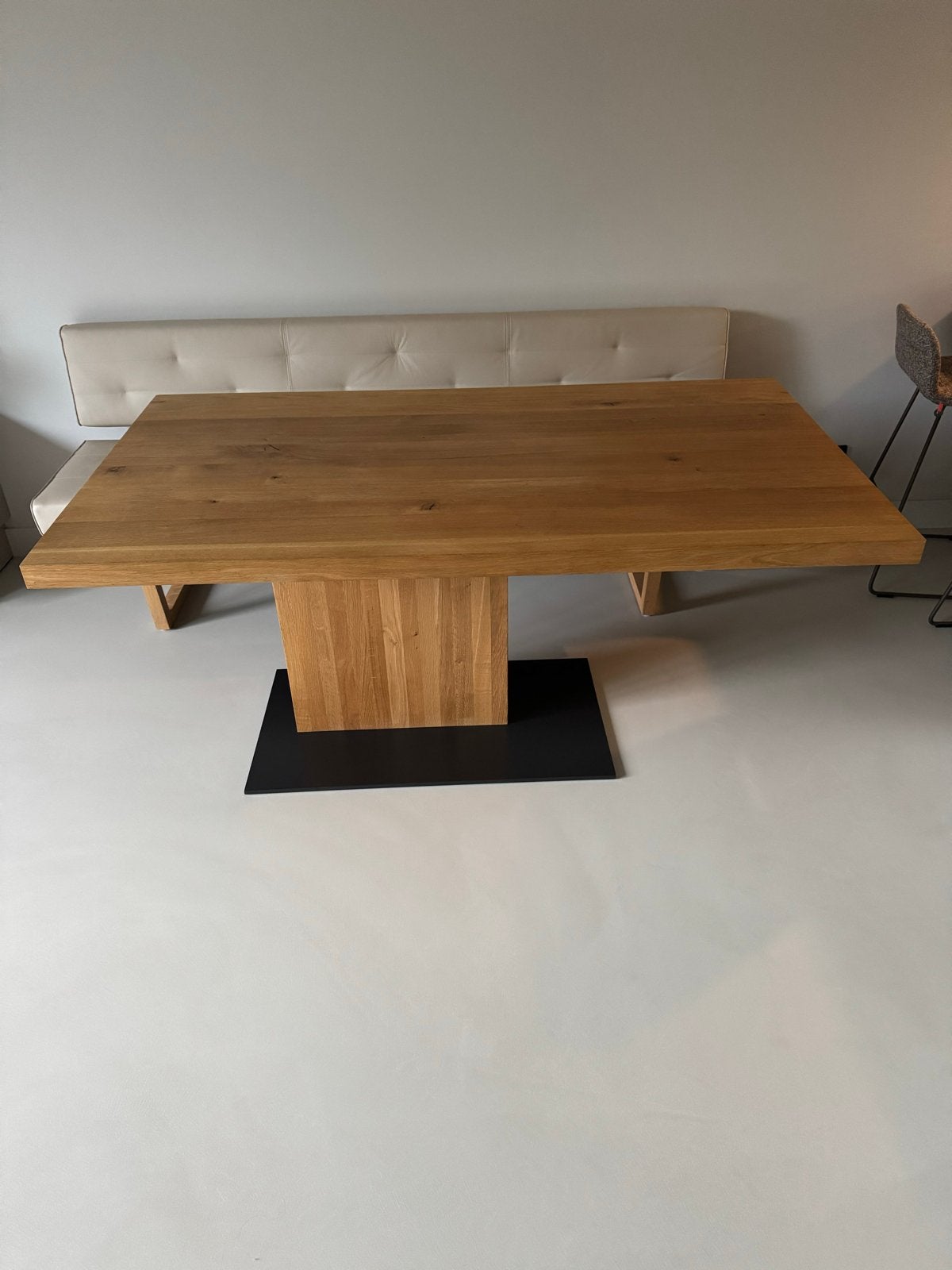 Riva 1920 Eettafel Massief Eikenhout met Stalen Onderstel, Ophalen, Eikenhout, 50 tot 100 cm, Zo goed als nieuw
