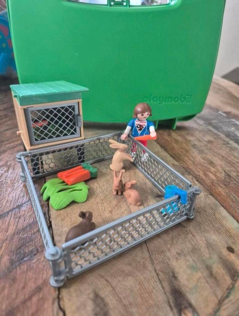 Playmobil 9104 Konijnenhok in Meeneemkoffer - Compleet!, Ophalen of Verzenden, Zo goed als nieuw, Complete set