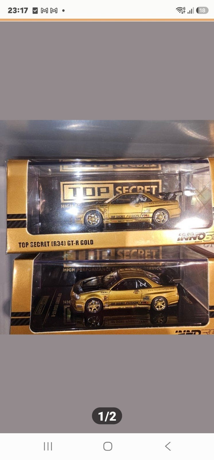 TOP SECRET (R34) GT-R GOLD modelauto, Auto, Onbekend, Nieuw, Ophalen of Verzenden