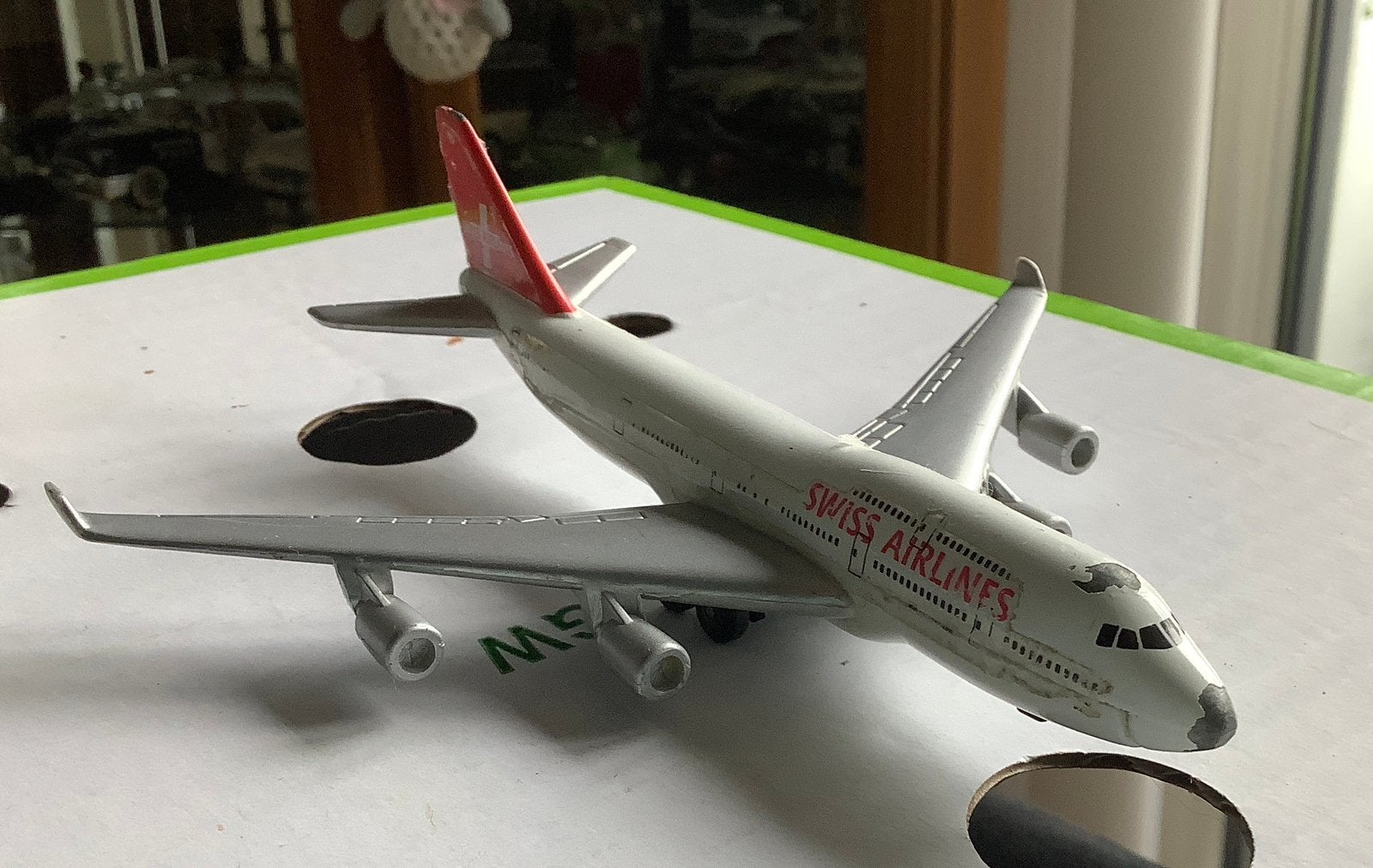 Oud metalen Vliegtuig Boeing Swiss Airlines, Ophalen, Gebruikt