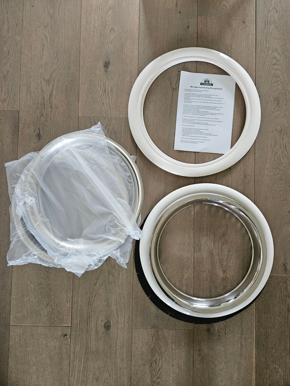[NIEUW] 15" -> 3x Chrome Wielringen + White Wall Tyre ringen, Ophalen of Verzenden, Nieuw