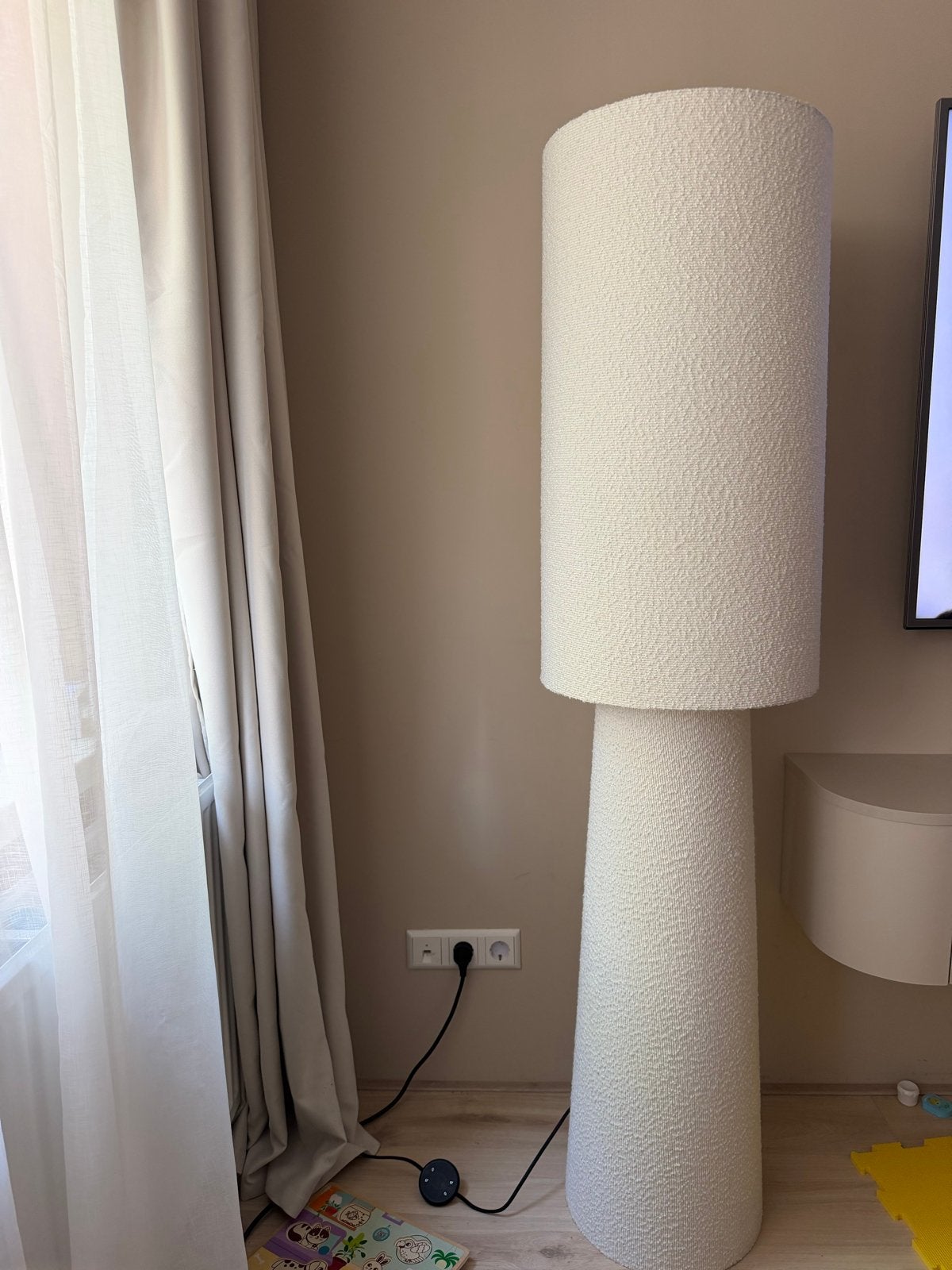 Moderne japandi beige vloerlamp, Ophalen, Textiel, E27 (groot), Zo goed als nieuw