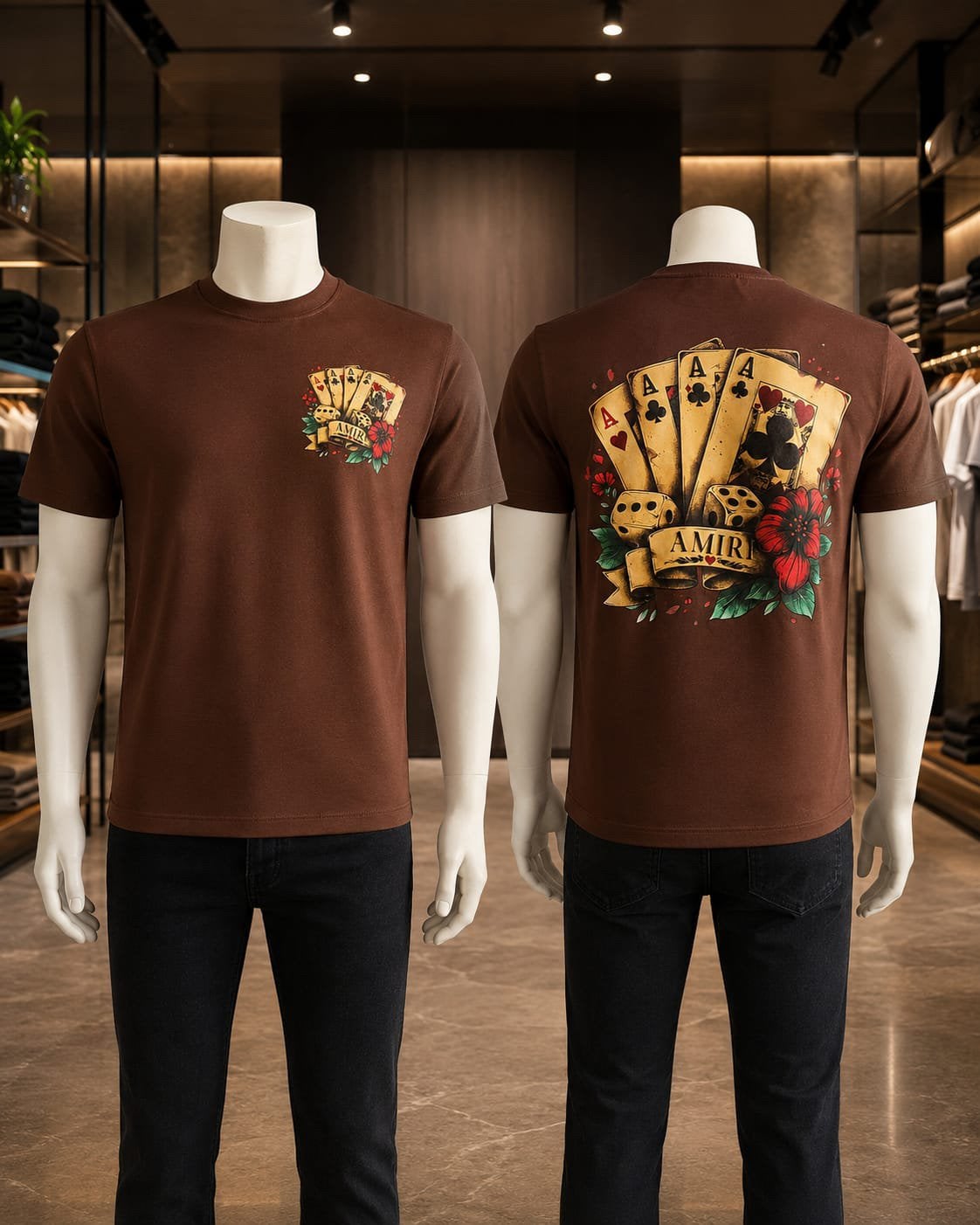 Amiri T-shirt - Bruin - maat L - Nieuw, Ophalen of Verzenden, Nieuw, Maat 52/54 (L), Bruin