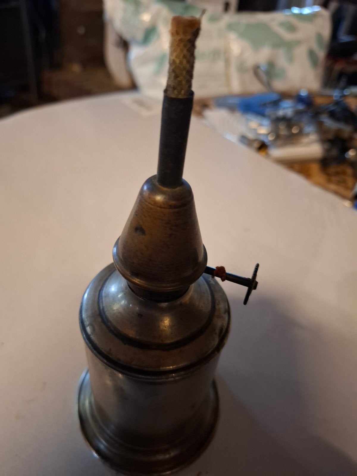 Antieke Camphor olielamp - glazen kapje ontbreekt, Antiek en Kunst, Antiek | Lampen, Ophalen of Verzenden