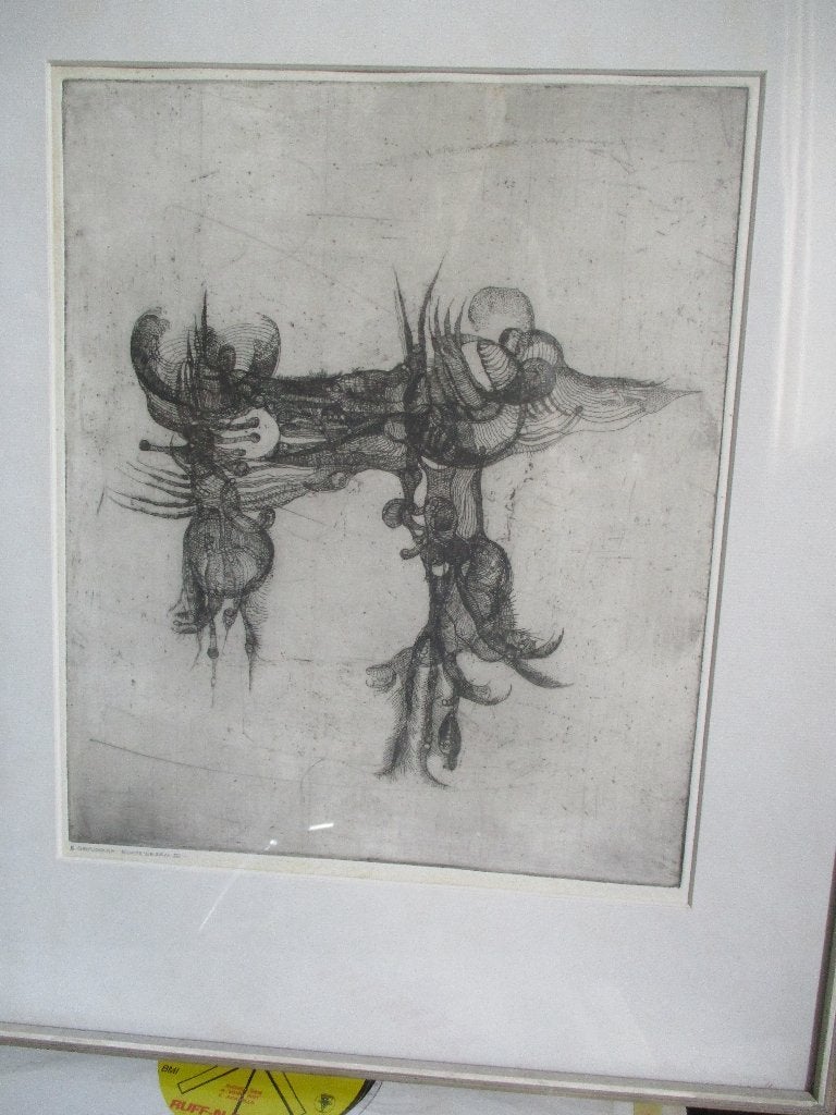 3x Ets Bert Grotjohann Ruimtewezen  I, II, III, ingelijst, Antiek en Kunst, Ophalen of Verzenden, Gravure, Ingelijst