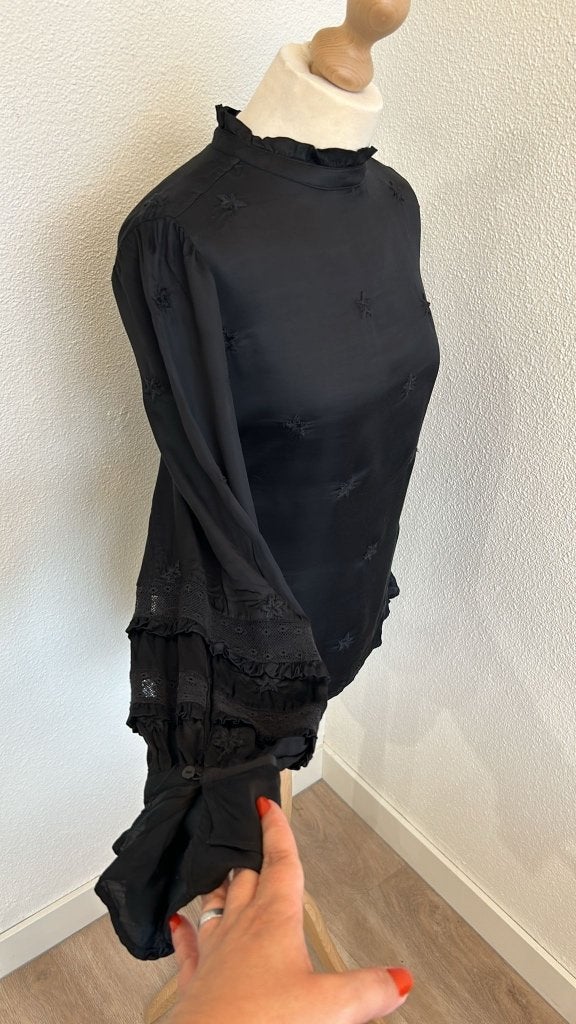 Fabienne Chapot maat 40 Leo frill top 744, Kleding | Dames, Blouses en Tunieken, Maat 38/40 (M), Zwart, Ophalen of Verzenden, Zo goed als nieuw