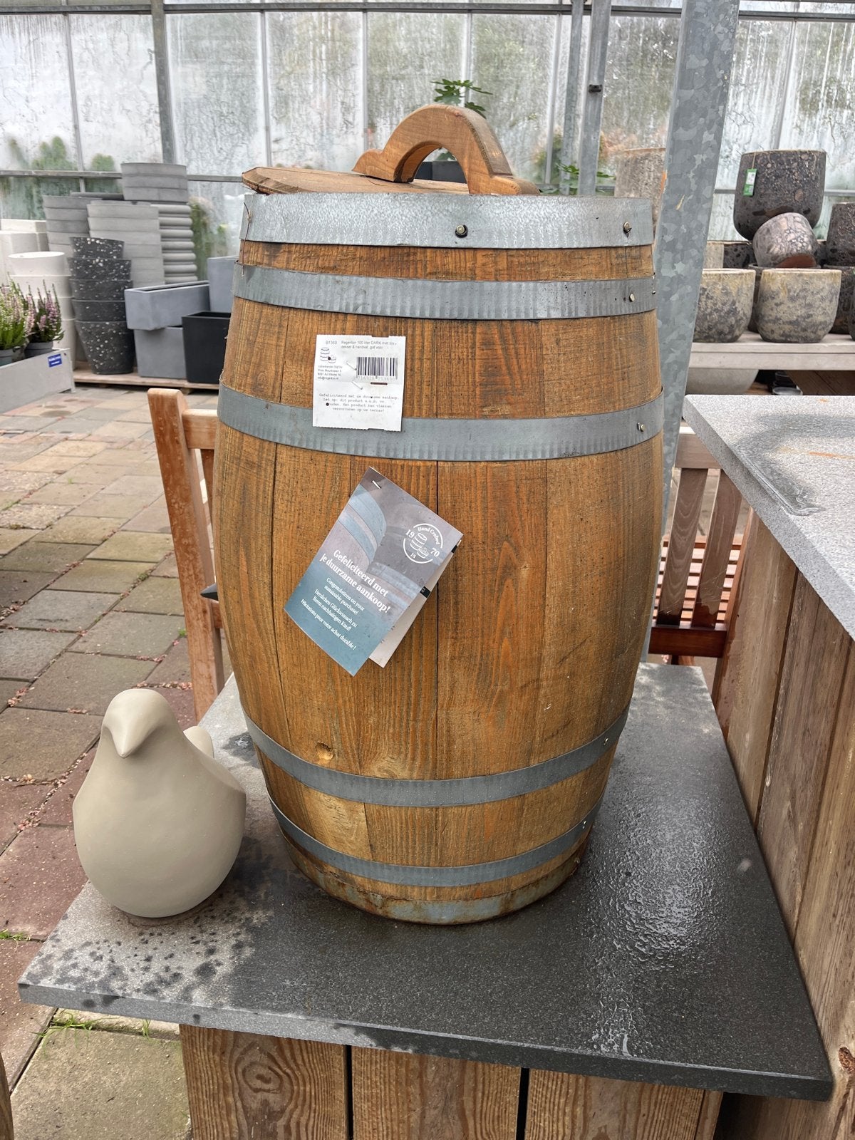 Houten regenton 100L donker, ideaal voor uw tuin, Tuin en Terras, Met kraantje, Ophalen of Verzenden, Hout, Nieuw