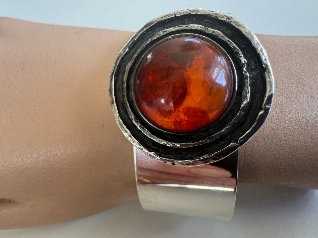 Teka Theodor Klotz zilveren armband met barnsteen, Sieraden, Tassen en Uiterlijk, Antieke sieraden, Ophalen of Verzenden, Zilver