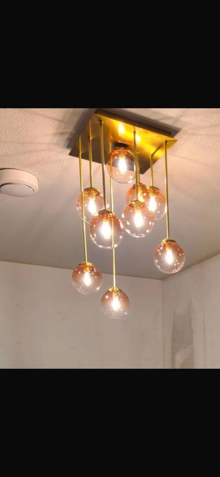 Plafond lamp bol roze met goud, Ophalen, Zo goed als nieuw