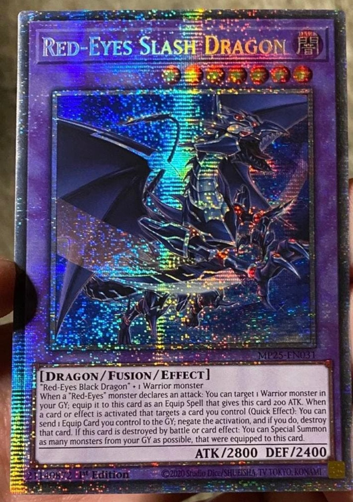 Yu-Gi-Oh! Red-Eyes Slash Dragon MP25 1st Starlight Rare !, Ophalen of Verzenden, Zo goed als nieuw, Foil