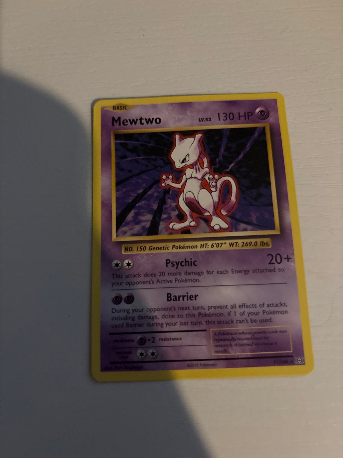 Mewtwo Pokémon kaart 130 HP, Ophalen of Verzenden, Gebruikt, Losse kaart