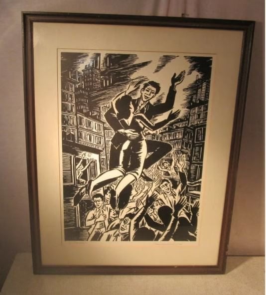Prachtige Litho 'Happy Rising Up' - Gesigneerd -74x59, Gesigneerd, Ophalen of Verzenden, Personages en Fantasiefiguren