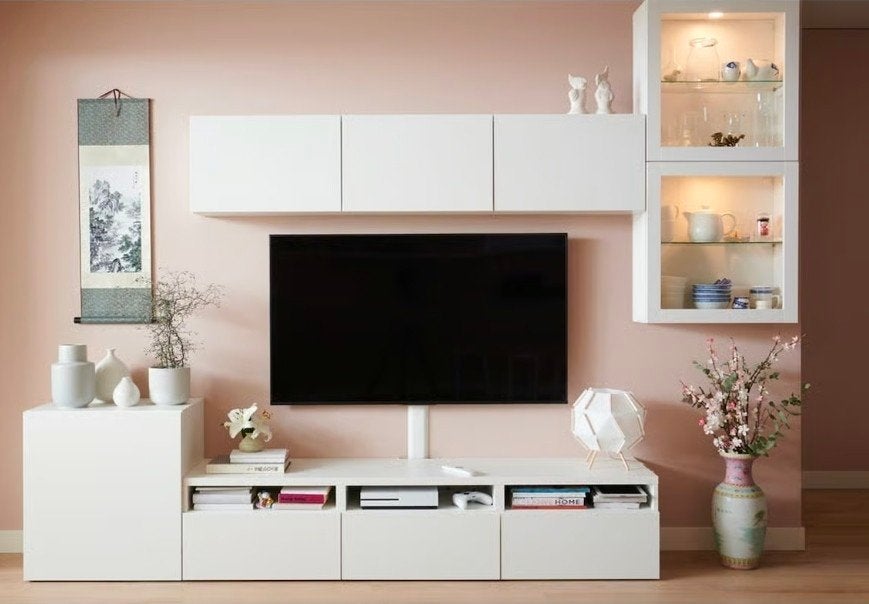 IKEA BESTÅ TV-meubelcombinatie met opbergkasten, Modern, Scandinavisch, 200 cm of meer, Ophalen of Verzenden, Zo goed als nieuw