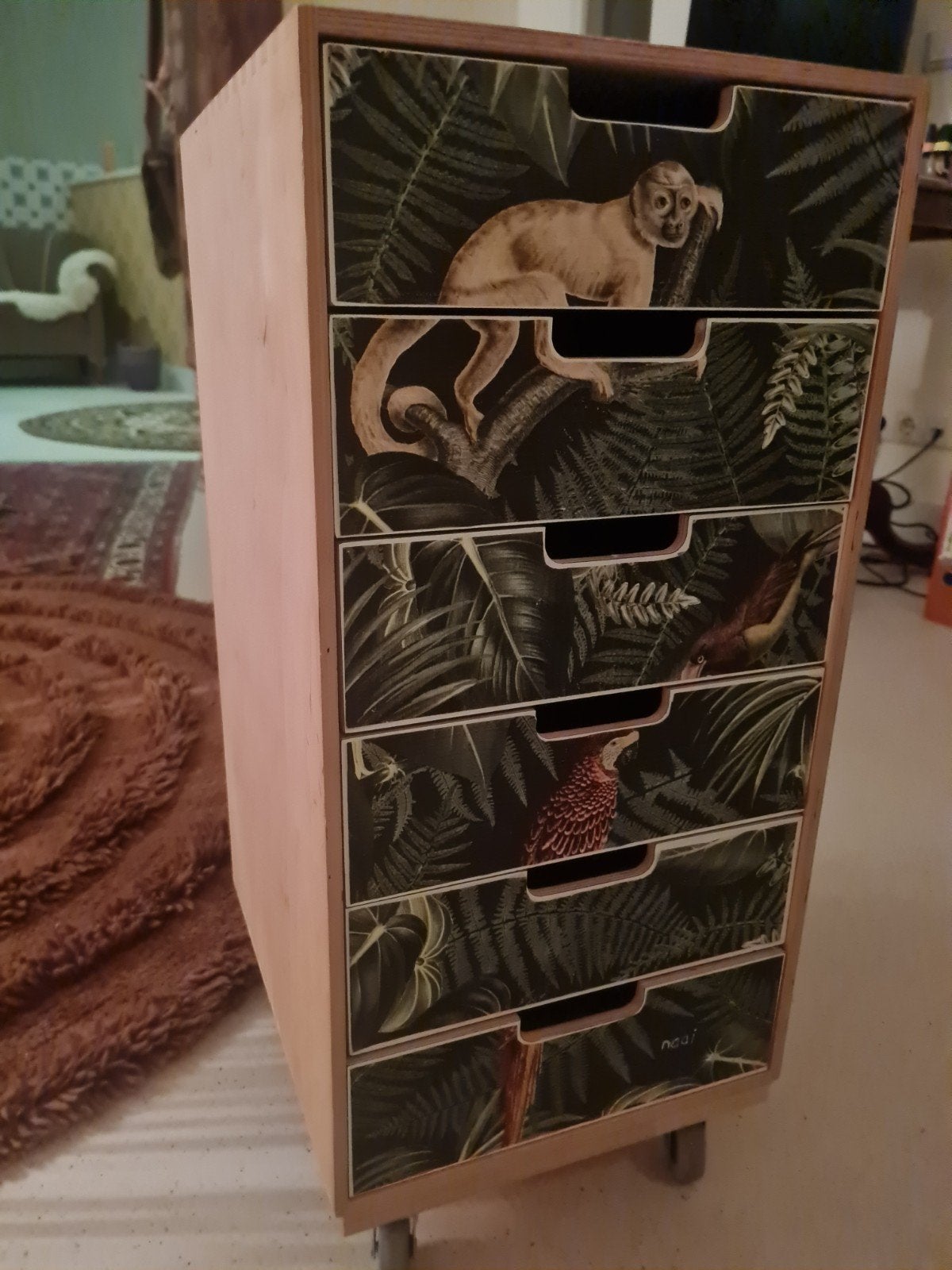 IKEA ladekastje met 6 A4-lades en zwenkwieltjes, Ophalen, Minder dan 50 cm, Gebruikt, 5 laden of meer