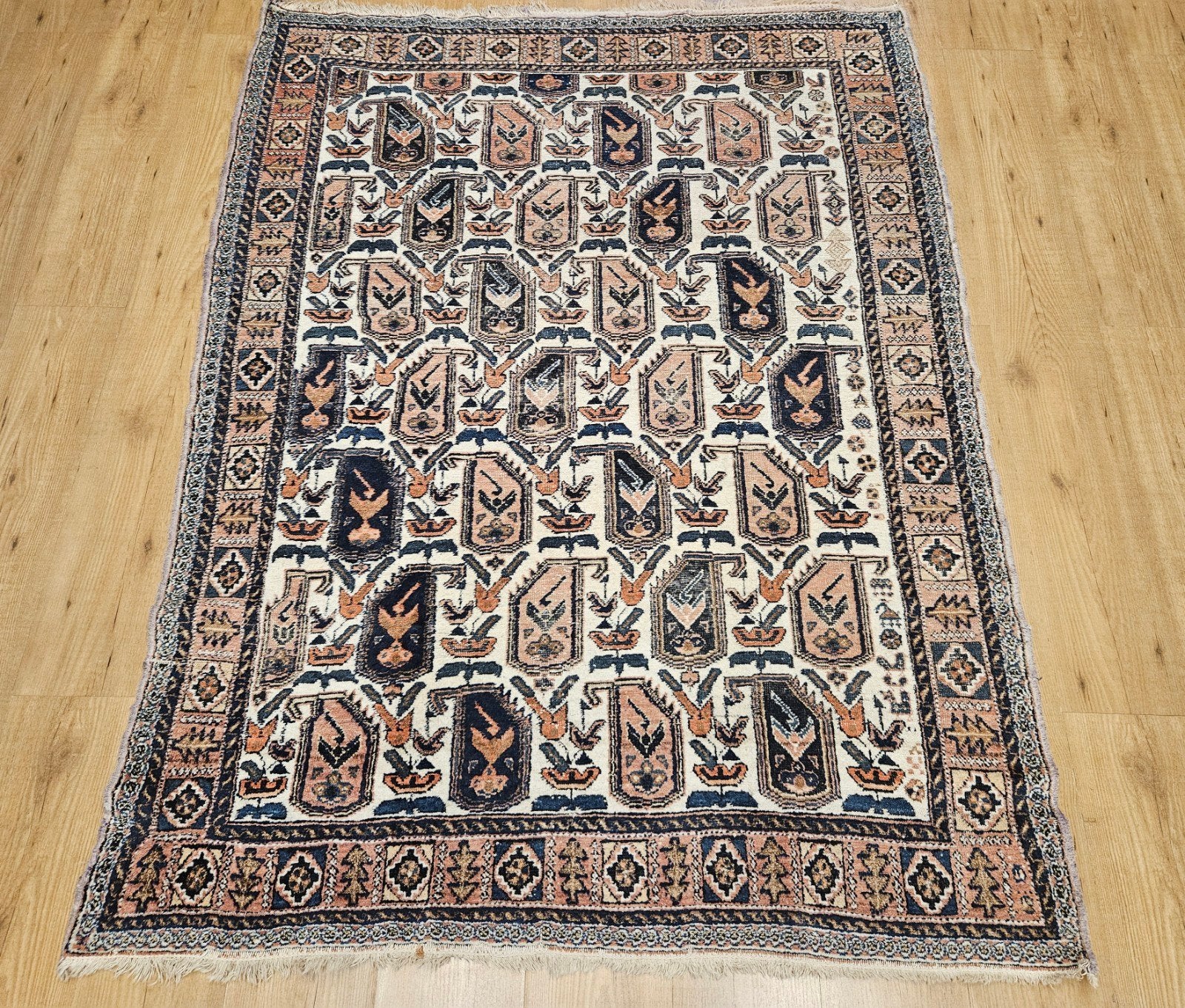 Vintage handgeknoopt perzisch tapijt afshar 185x138, Info@SlatsAntiek.nl, Tweedehands, 100 tot 150 cm, Perzisch