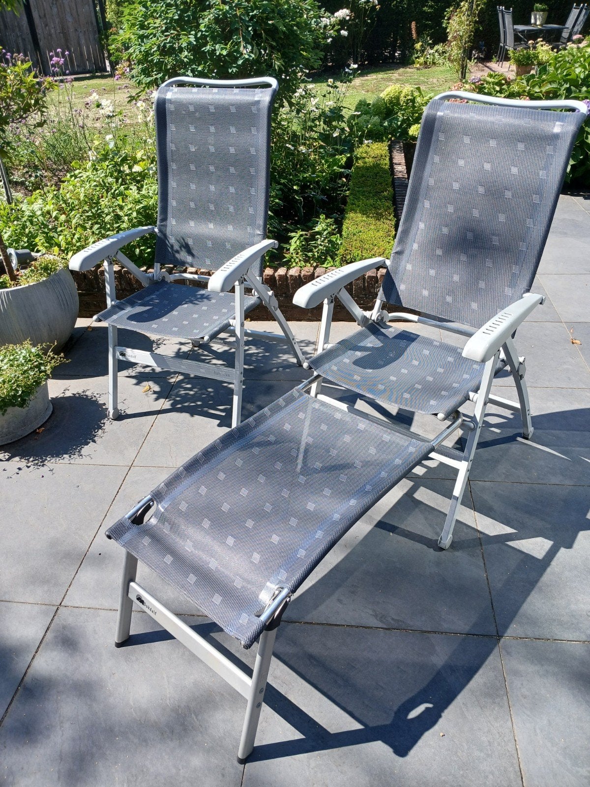Dukdalf campingstoelen - Comfortabel en verstelbaar, Ophalen, Zo goed als nieuw, Campingstoel