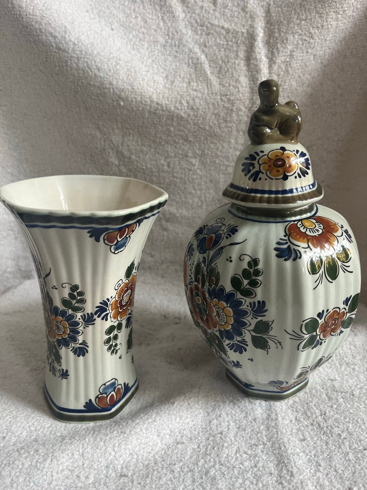 Delfts polychroom handwerk vaas en pot met deksel, Ophalen of Verzenden