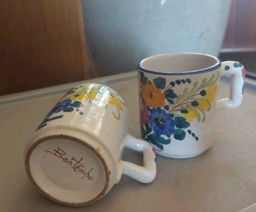 Vintage Handgeschilderde Mokken - Portugees/Spaans Stijl, Ophalen of Verzenden