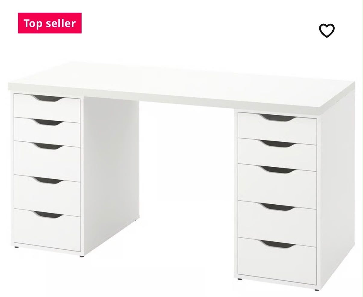 IKEA LAGKAPTEN / ALEX Bureau wit 140x60 cm, Ophalen, Overige typen, Gebruikt, IKEA