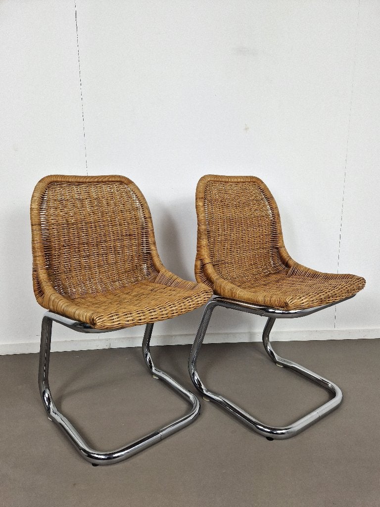 Set van twee Rohé Noordwolde stoelen | Rotan en chroom, Ophalen, Gebruikt, Twee, -
