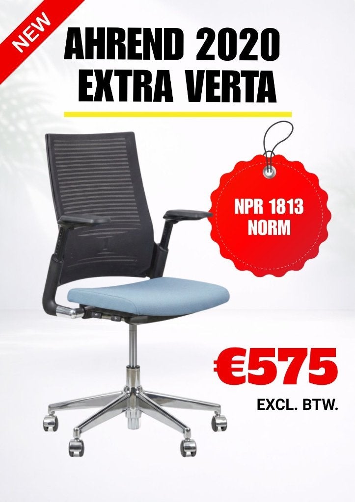 Ahrend 2020 Extra Verta - Bureaustoel -NPR 1813- Zwart/Blauw, Huis en Inrichting, Zwart, Ophalen of Verzenden, Zo goed als nieuw