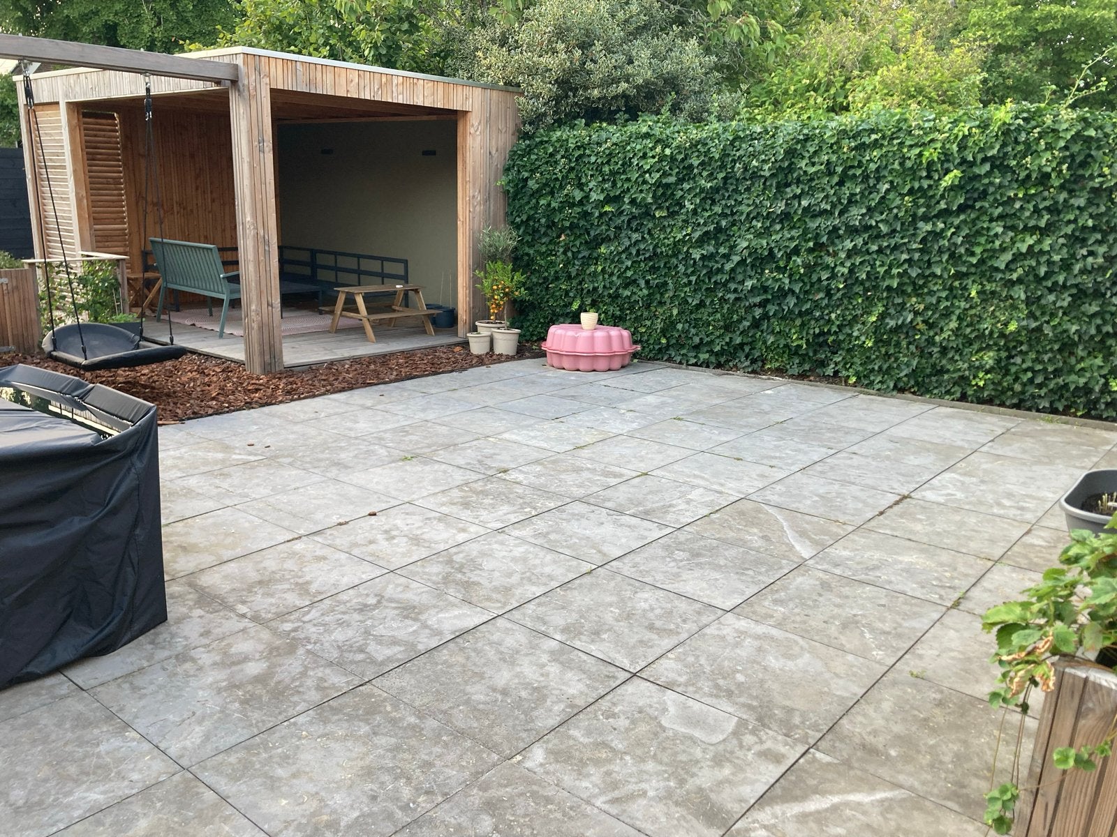 Tuintegels 60x60 cm antraciet/grijs (ca. 40 stuks), Ophalen, Gebruikt, 10 m² of meer, Terrastegels