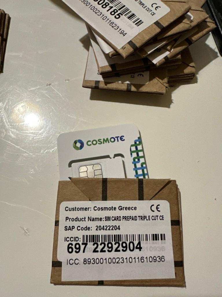 200x Cosmote Greece SIM-kaarten – actief –roaming in heel EU, Ophalen of Verzenden, Nieuw, Overige providers