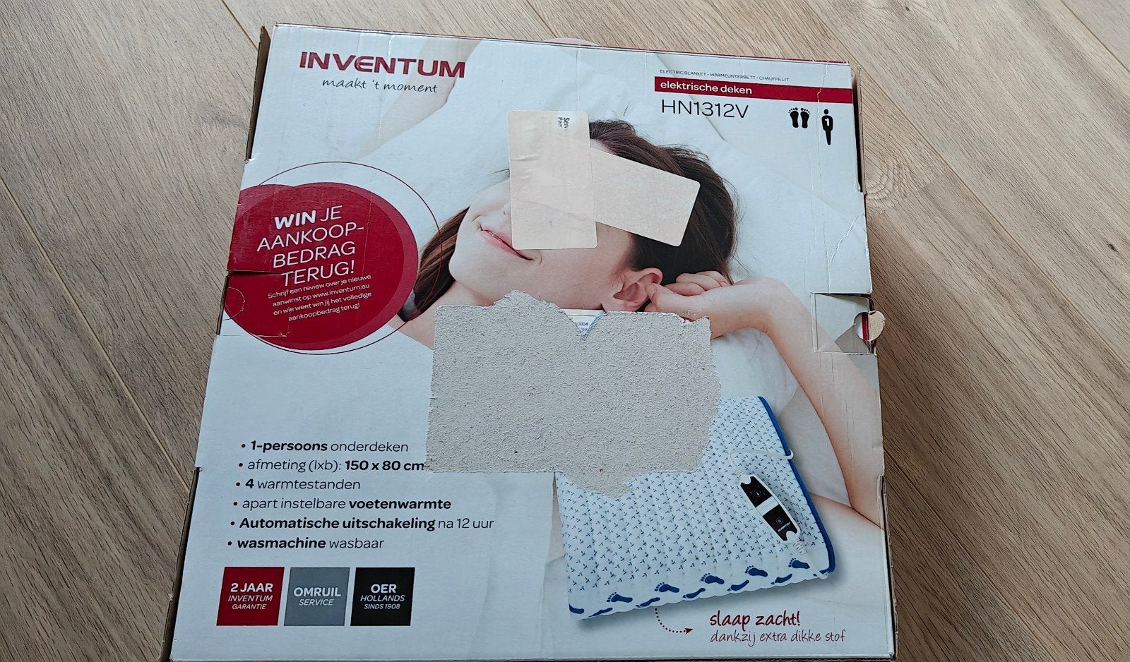inventum 1persoons electrische deken, Ophalen, Gebruikt, Eenpersoons, Wit