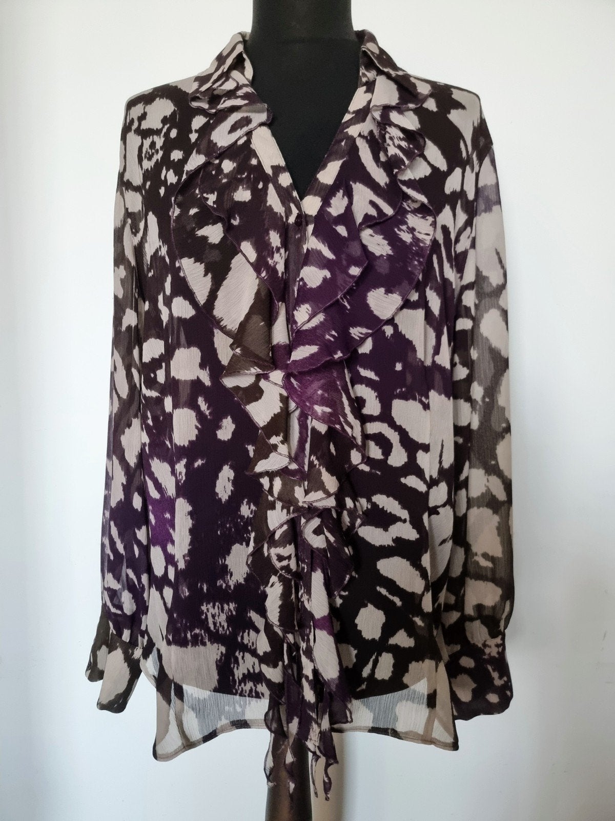 Taifun Blouse XL met Volants Taupe WP89, Kleding | Dames, Taifun, Ophalen of Verzenden, Zo goed als nieuw, Maat 46/48 (XL) of groter
