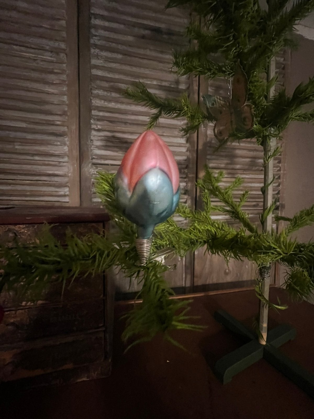 Vintage kerstboom bloem bloemknop knijper klem klip clip, Ophalen of Verzenden