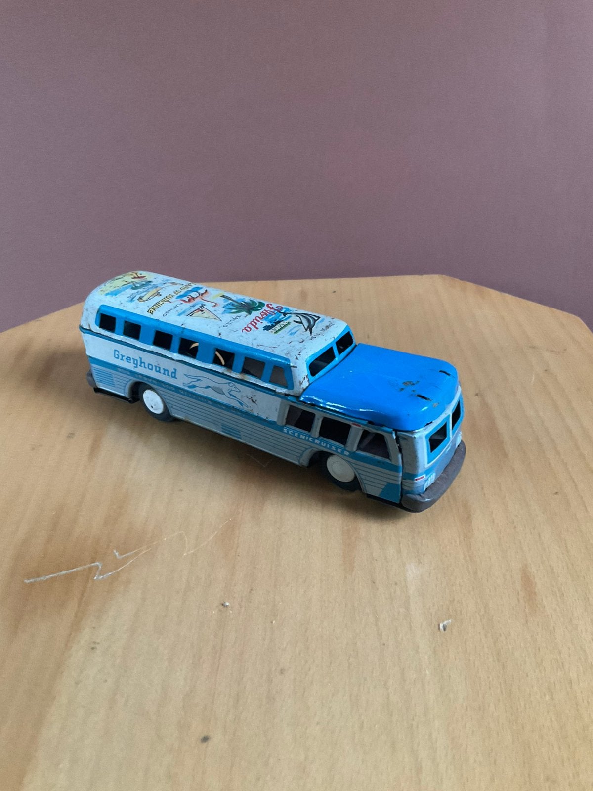 Greyhound touringcar , blik jaar 60, Ophalen of Verzenden, Gebruikt, Bus of Vrachtwagen