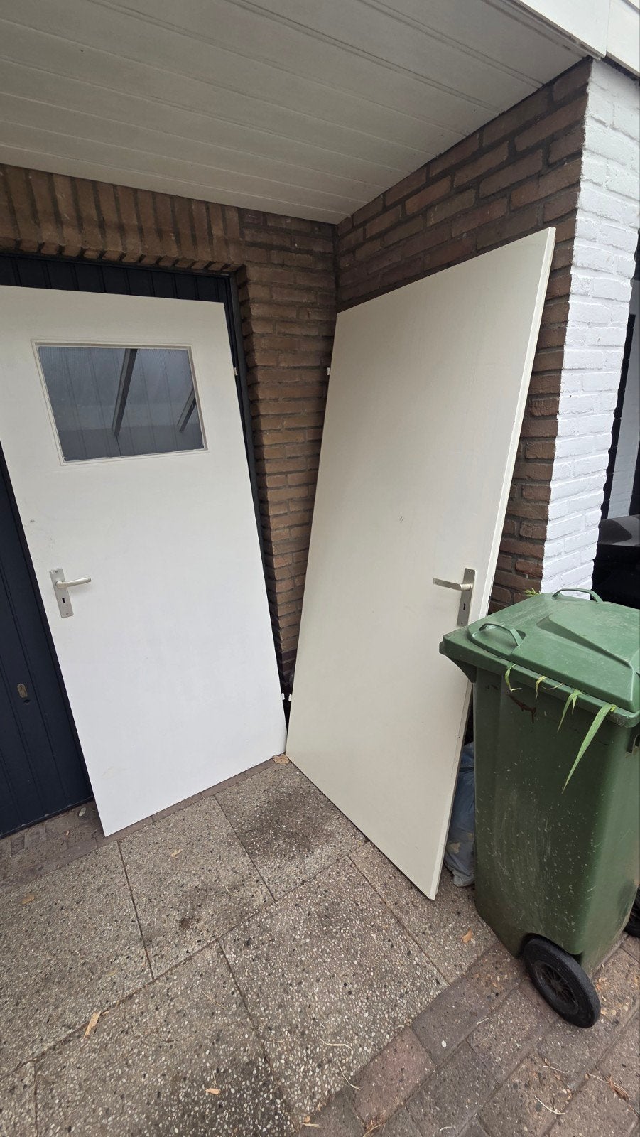2x Witte Binnendeuren (85x202 en 90x202) met glas, Ophalen, Glas, Binnendeur, 200 tot 215 cm