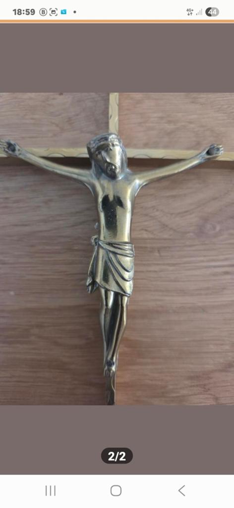Antiek bronzen crucifix - Jezus aan het kruis, Antiek en Kunst, Ophalen of Verzenden