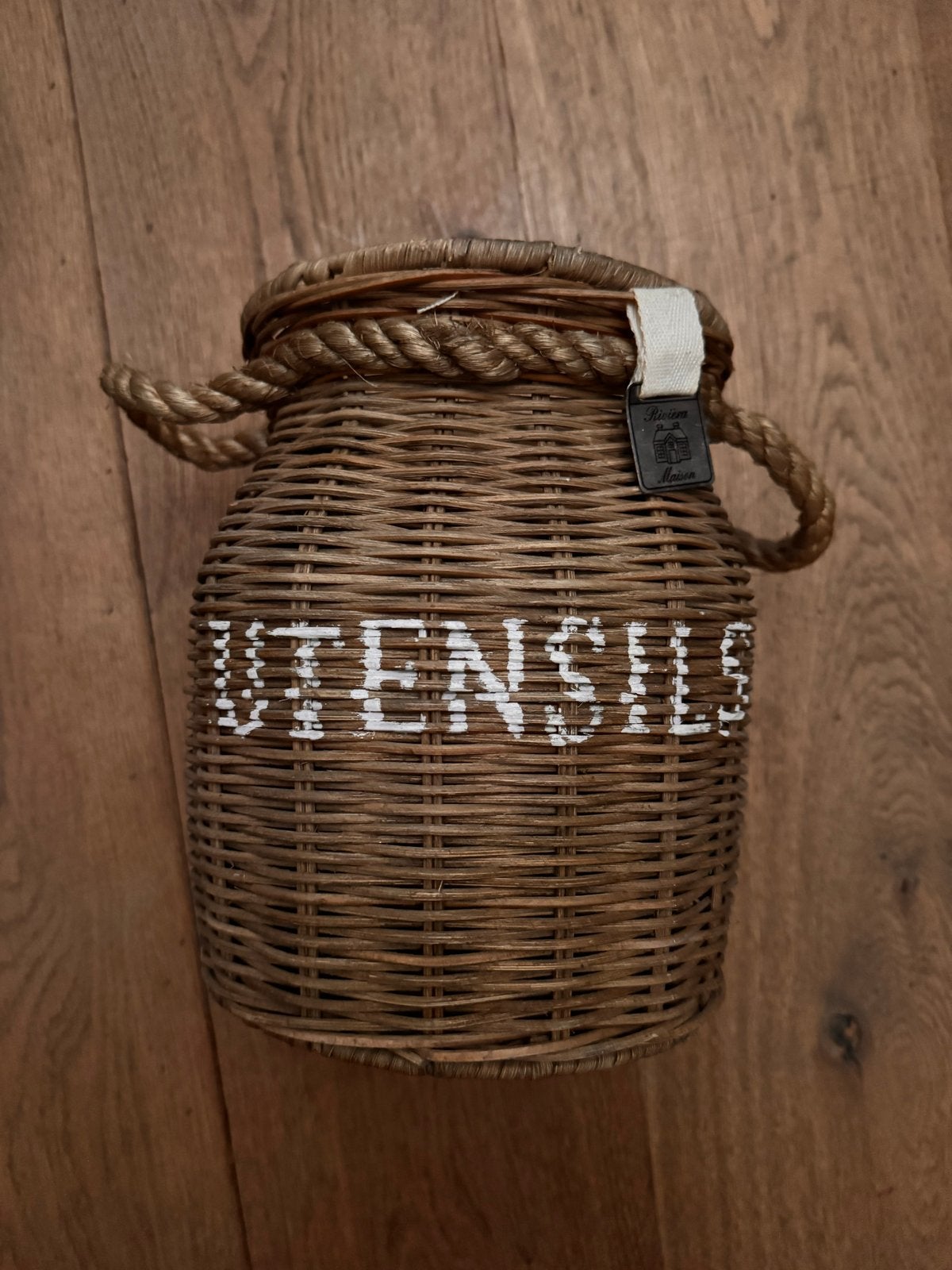 Riviera Maison 'Utensils' rieten pot, Ophalen, Voorraadpot, Bruin, Riviera Maison