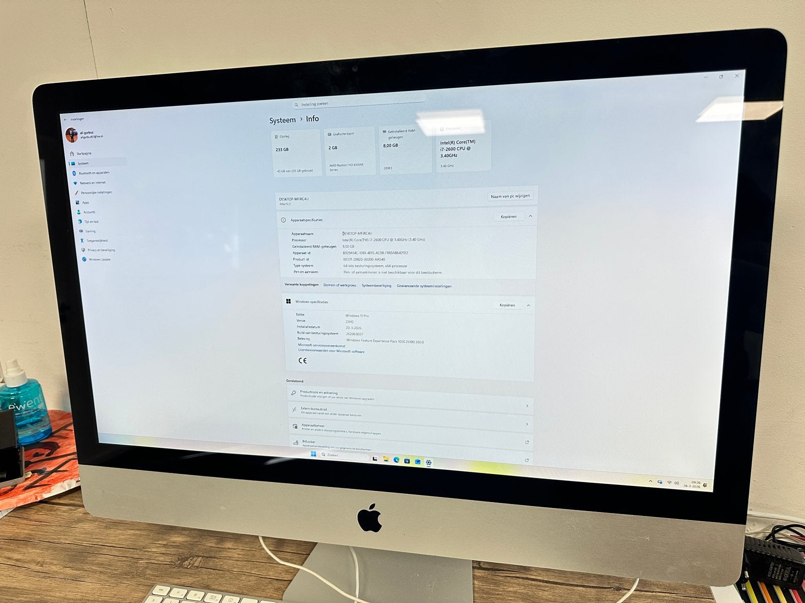 Apple iMac met Windows 11 Pro - Intel Core i7, 8GB RAM, Gebruikt, 8 GB, IMac, Ophalen of Verzenden