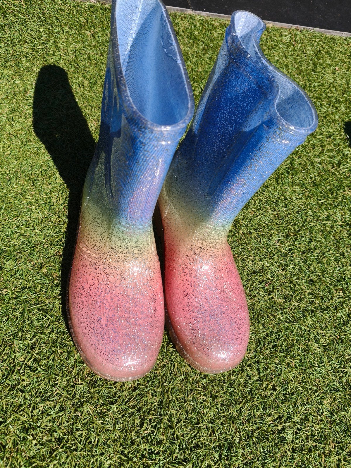 Glitter regenlaarsjes maat 34 met lampjes in de zool, Ophalen of Verzenden, Zo goed als nieuw, Meisje